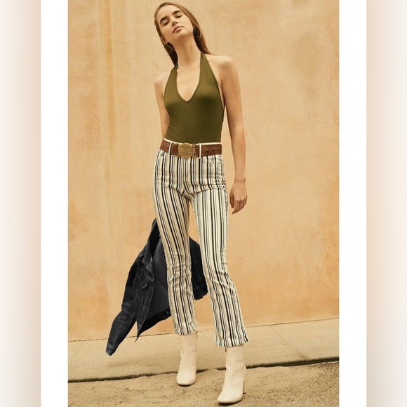 BDG kick flare high rise cropped 27 black white striped new nwt - Picture 4 of 12